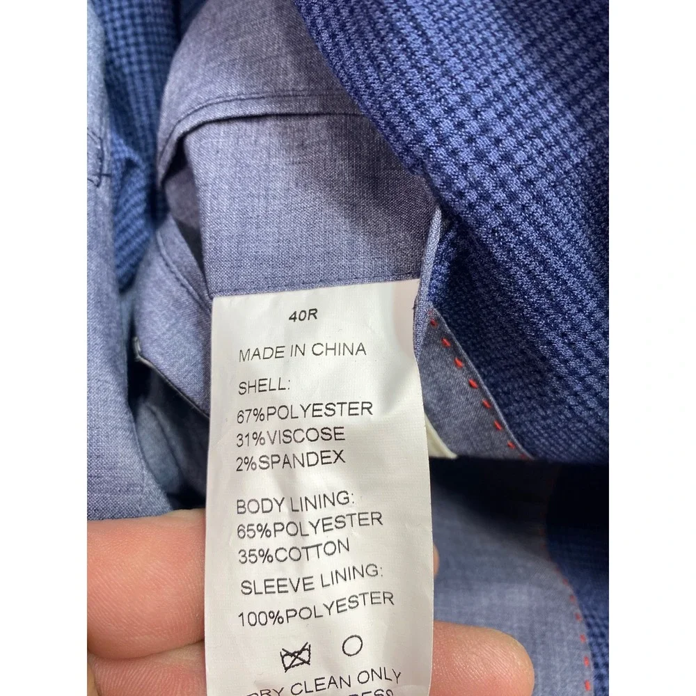 Lucky Brand Blazer Slim Fit Men 40R Blue Glen Plaid Sport Coat Two Button Jacket